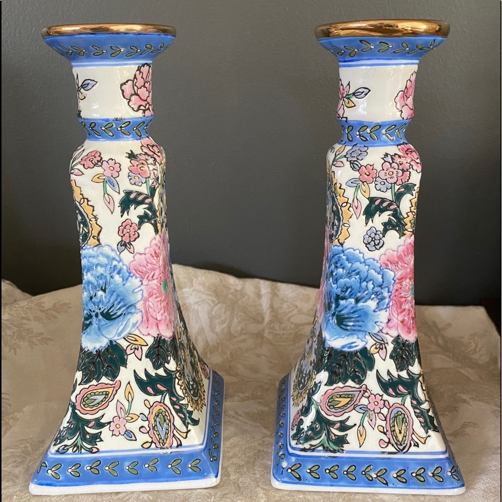 Chinese Porcelain Vintage Candlesticks
